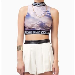 SHADE London Polo Crop Top Cloud Print